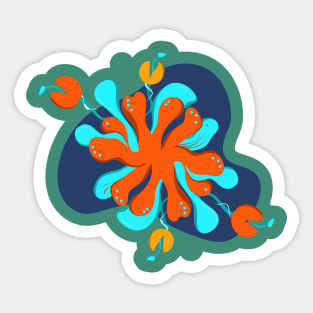 Flower orange blue tropical cute Sticker